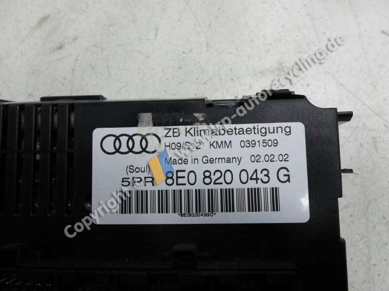 Heizungsregulierung 8E0820043G Audi A4 Lim/Avant (8e) BJ: 2002